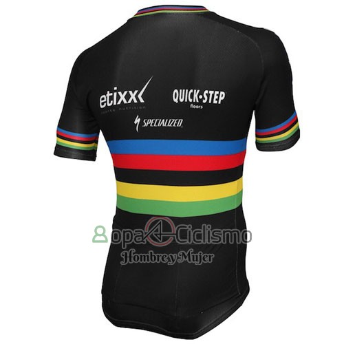 Uci Mondo Campione Lider Ropa Ciclismo Culotte Corto 2016 Hombre Mangas Cortas Quick Step Negro
